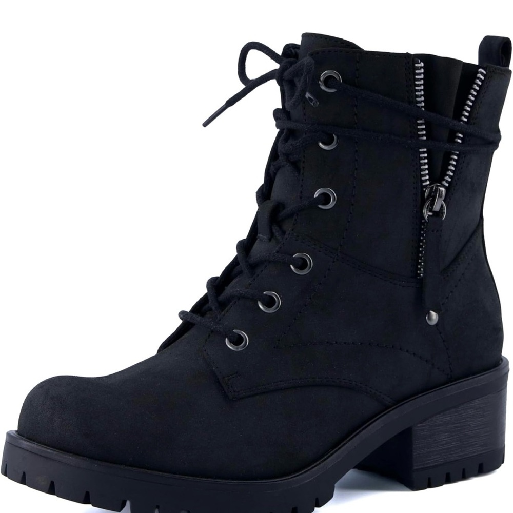 Brand New Dunes Women’s Black Kobe Heeled Combat Boots sz 10!